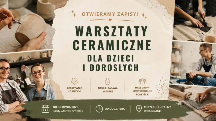 Młyn Kulturalny w Budrach zaprasza na warsztaty ceramiczne. „Praca z gliną to coś więcej niż lepienie naczyń”