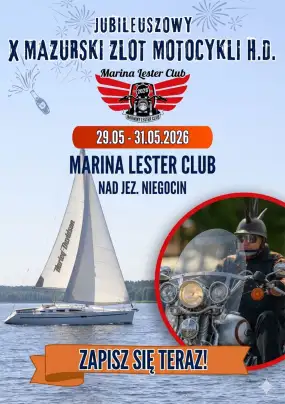Jubileuszowy X Zlot Harley-Davidson w Marina Lester na Mazurach