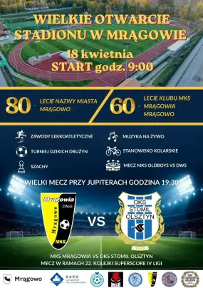 Wielkie otwarcie stadionu w Mrągowie