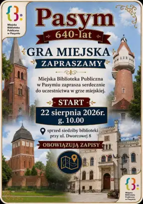 Odkryj tajemnice Pasymia! Miejska Biblioteka Publiczna zaprasza na wyjątkową Grę Miejską