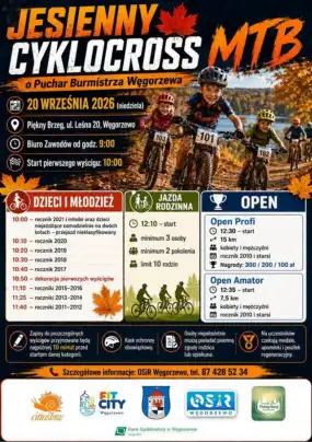 Rowerowe emocje nad Święcajtami. Przed nami Jesienny Cyklocross MTB w Węgorzewie