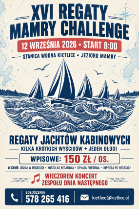 XVI Regaty Mamry Challenge. Żeglarskie emocje ponownie zagoszczą w Kietlicach