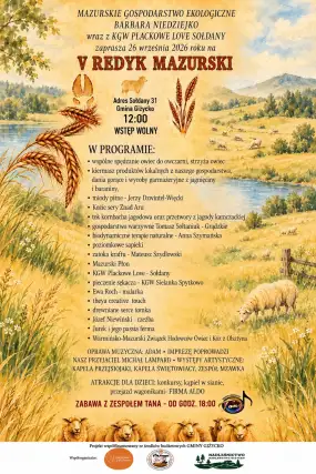 V Redyk Mazurski w Sołdanach 2026. Owce, lokalne smaki i zabawa do wieczora