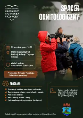 Fascynujący świat ptaków. Spacer ornitologiczny wokół Jeziora Ołów w Rynie