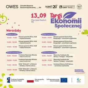 Targi Ekonomii Społecznej w Ełku. Już w niedzielę 13 września na placu Jana Pawła II. 50 wystawców i lokalne skarby