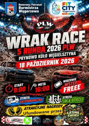 Ryk silników i dawka spalin na Mazurach. Przed nami V Runda Wrak Race 2026 w Prynowie!