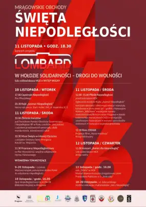 Mrągowskie Święto Niepodległości. Trzy dni patriotycznych obchodów i Koncert Lombardu