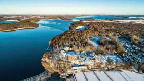 Wschód słońca nad Giżyckiem i jeziorami Niegocin i Kisajno z drona - zdjęcie 51