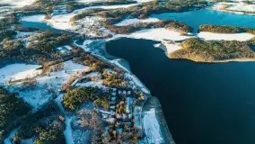 Wschód słońca nad Giżyckiem i jeziorami Niegocin i Kisajno z drona - zdjęcie 23