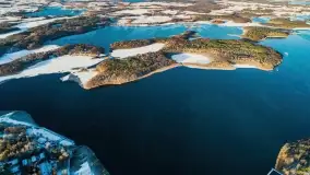 Wschód słońca nad Giżyckiem i jeziorami Niegocin i Kisajno z drona - zdjęcie 34