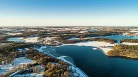 Wschód słońca nad Giżyckiem i jeziorami Niegocin i Kisajno z drona - zdjęcie 49