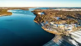 Wschód słońca nad Giżyckiem i jeziorami Niegocin i Kisajno z drona - zdjęcie 18