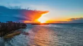 Zachód słońca nad jeziorem Niegocin, Bystry, luty 2021 - zdjęcie 2