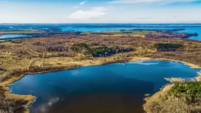 Dargin i okoliczne jeziora z lotu mewy