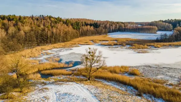 Mazurska zima z lotu ptaka, luty 2022