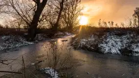 Zachód słońca w okolicy rzeki Guber, luty 2023 - zdjęcie 1