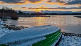 Zachód słońca nad jeziorem Duże Wilkasy, luty 2023 - zdjęcie 14