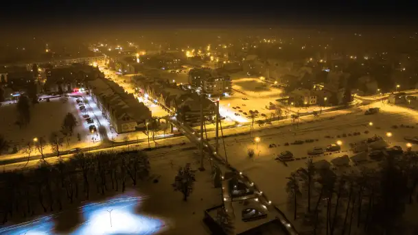 Nocne Giżycko z lotu ptaka, marzec 2023 r. - zdjęcie 8