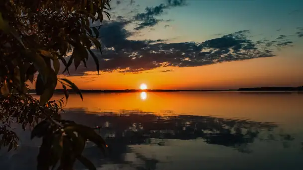 Zachód słońca nad jeziorem Kisajno, Pierkunowo