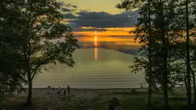 Zachód słońca, jezioro Dargin i wyspa Poganckie Kępy - zdjęcie 12