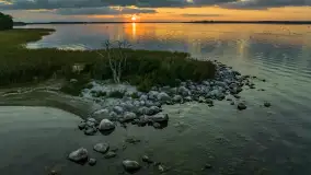 Zachód słońca, jezioro Dargin i wyspa Poganckie Kępy - zdjęcie 13