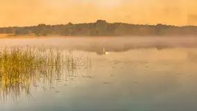 Wrześniowy i mglisty wschód słońca nad jeziorem Mój - zdjęcie 53
