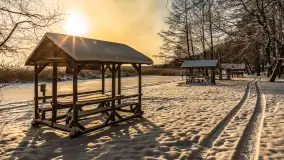 Zimowo i przed zachodem słońca na przystani Harsz Zdorkowo - zdjęcie 3