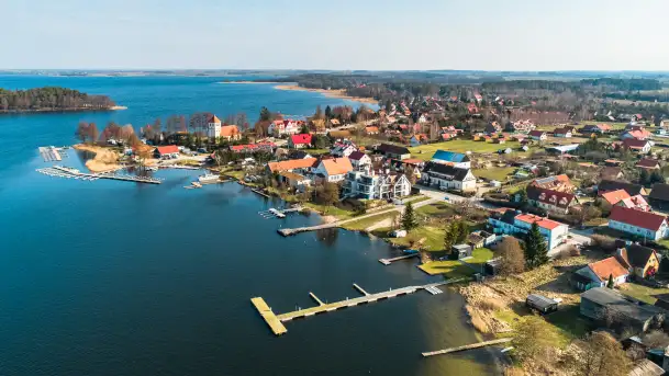 Mazury z lotu ptaka, Rydzewo, Bogaczewo, jezioro Boczne