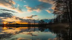 Zachód słońca nad jeziorem Głęboka Kuta, marzec 2024 r. - zdjęcie 1