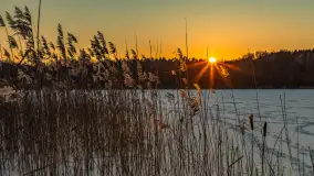 Zachód słońca nad jeziorem Skarż Wielki, luty 2025 r. - zdjęcie 1