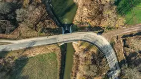 Rzeki Guber i Sajna na zdjęciach z drona, marzec 2025 r. - zdjęcie 26