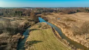 Rzeki Guber i Sajna na zdjęciach z drona, marzec 2025 r. - zdjęcie 21