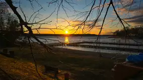 Zachód słońca nad jeziorem Kisajno, widziany z portu COS - zdjęcie 1