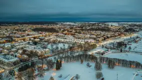 Giżycko pod koniec dnia z drona, styczeń 2026 r. - zdjęcie 10