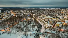 Giżycko pod koniec dnia z drona, styczeń 2026 r. - zdjęcie 12