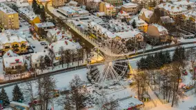 Giżycko pod koniec dnia z drona, styczeń 2026 r. - zdjęcie 6