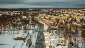 Giżycko pod koniec dnia z drona, styczeń 2026 r. - zdjęcie 3