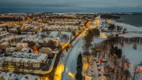Giżycko pod koniec dnia z drona, styczeń 2026 r. - zdjęcie 26