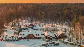 Zachód słońca nad jeziorem Nidzkim, Ruciane Nida z drona, styczeń 2026 r.  - zdjęcie 9