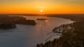 Zachód słońca nad jeziorem Nidzkim, Ruciane Nida z drona, styczeń 2026 r.  - zdjęcie 33