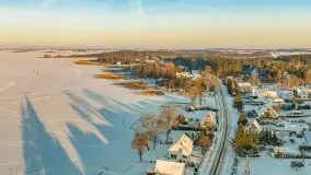 Zachód słońca nad jeziorem Bocznym z drona, styczeń 2026 r. - zdjęcie 3