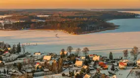 Zachód słońca nad jeziorem Bocznym z drona, styczeń 2026 r. - zdjęcie 2