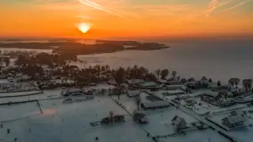Zachód słońca nad jeziorem Śniardwy z drona, styczeń 2026 r. - zdjęcie 13