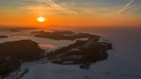 Zachód słońca nad jeziorem Śniardwy z drona, styczeń 2026 r. - zdjęcie 6