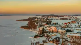 Zachód słońca nad jeziorem Śniardwy z drona, styczeń 2026 r. - zdjęcie 2