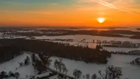 Zachód słońca nad jeziorem Śniardwy z drona, styczeń 2026 r. - zdjęcie 10