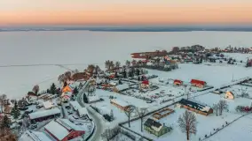 Zachód słońca nad jeziorem Śniardwy z drona, styczeń 2026 r. - zdjęcie 26
