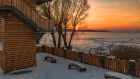 Zachód słońca nad jeziorem Śniardwy z drona, styczeń 2026 r. - zdjęcie 4