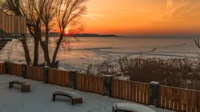 Zachód słońca nad jeziorem Śniardwy z drona, styczeń 2026 r. - zdjęcie 28