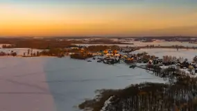 Zachód słońca nad jeziorem Kisajno z drona, Pierkunowo, luty 2026 r. - zdjęcie 16